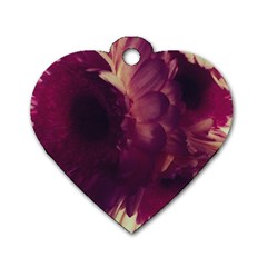 Purple Highlighted Flowers Dog Tag Heart (two Sides)