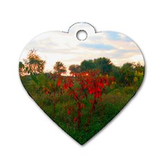 Red Weeds Dog Tag Heart (one Side) by okhismakingart