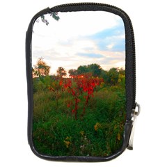 Red Weeds Compact Camera Leather Case by okhismakingart