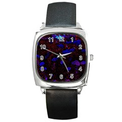 Red-edged Blue Sedum Square Metal Watch by okhismakingart