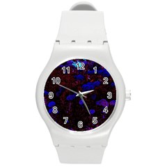 Red-edged Blue Sedum Round Plastic Sport Watch (m) by okhismakingart