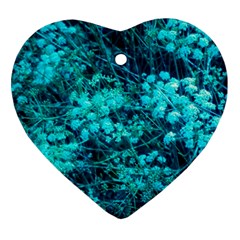 Blue-green Compound Flowers Ornament (heart)