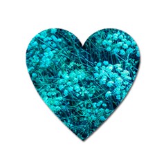 Blue-green Compound Flowers Heart Magnet by okhismakingart