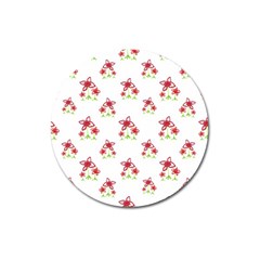 Cute Floral Drawing Motif Pattern Magnet 3  (round)