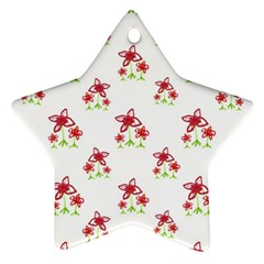 Cute Floral Drawing Motif Pattern Star Ornament (two Sides) by dflcprintsclothing