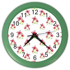 Cute Floral Drawing Motif Pattern Color Wall Clock