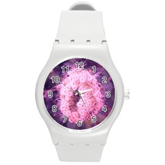 Pink Closing Queen Annes Lace Round Plastic Sport Watch (m) by okhismakingart