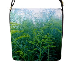 Turquoise Goldenrod Flap Closure Messenger Bag (l) by okhismakingart