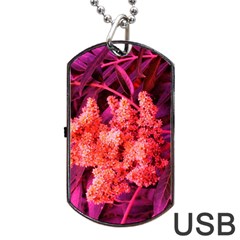 Pink Sideways Sumac Dog Tag Usb Flash (two Sides) by okhismakingart