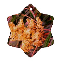 Pale Yellow And Green Sideways Sumac Snowflake Ornament (two Sides) by okhismakingart