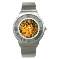 Yellow Sideways Sumac Stainless Steel Watch by okhismakingart