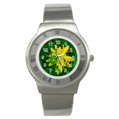 Yellow Sumac Bloom Stainless Steel Watch