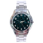 Dark Green Queen Anne s Lace Hillside Stainless Steel Analogue Watch Front