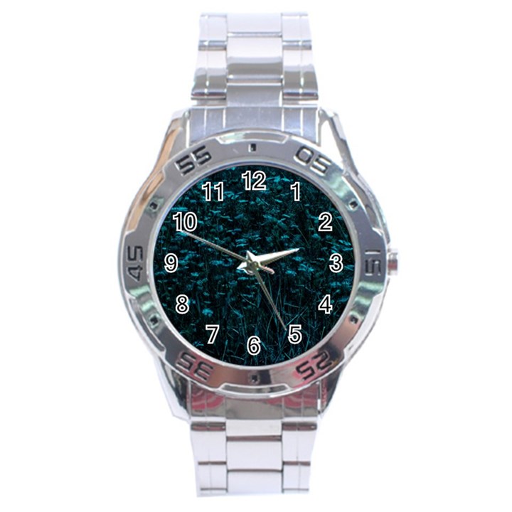 Dark Green Queen Anne s Lace Hillside Stainless Steel Analogue Watch