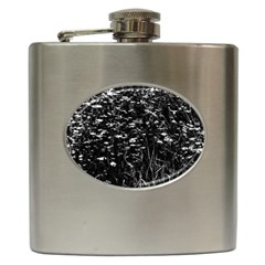 High Contrast Black And White Queen Anne s Lace Hillside Hip Flask (6 Oz) by okhismakingart