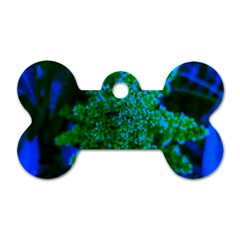 Blue And Green Sumac Bloom Dog Tag Bone (one Side)