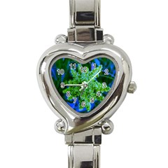 Lime Green Sumac Bloom Heart Italian Charm Watch by okhismakingart