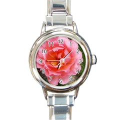 Pink Rose Round Italian Charm Watch by okhismakingart