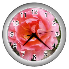 Pink Rose Wall Clock (silver) by okhismakingart