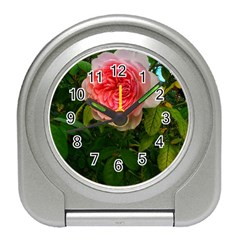 Complex Pink Rose Travel Alarm Clock by okhismakingart