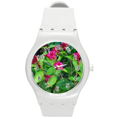 Purple Park Flowers Round Plastic Sport Watch (m) by okhismakingart