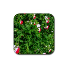 Red And White Park Flowers Rubber Coaster (square)  by okhismakingart