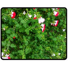 Red And White Park Flowers Fleece Blanket (medium)  by okhismakingart