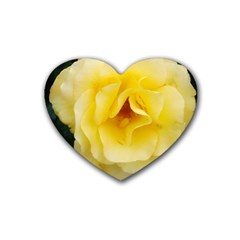 Pale Yellow Rose Rubber Coaster (heart)  by okhismakingart