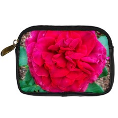 Folded Red Rose Digital Camera Leather Case by okhismakingart