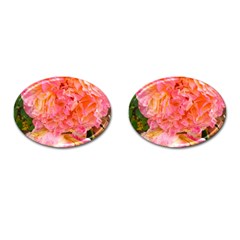 Folded Pink and Orange Rose Cufflinks (Oval)