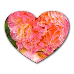 Folded Pink And Orange Rose Heart Mousepads by okhismakingart