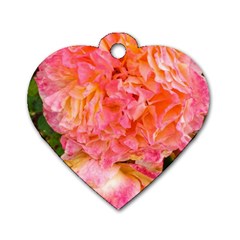 Folded Pink And Orange Rose Dog Tag Heart (one Side)