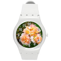 Bunch Of Orange And Pink Roses Round Plastic Sport Watch (m)