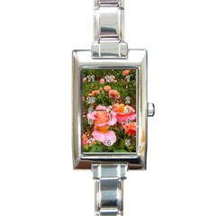 Pink Rose Field Rectangle Italian Charm Watch