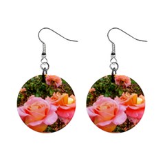 Pink Rose Field Mini Button Earrings