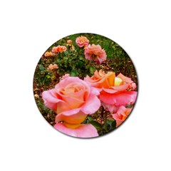 Pink Rose Field Rubber Coaster (Round) 