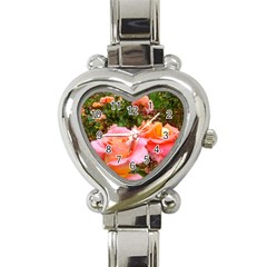 Pink Rose Field Heart Italian Charm Watch