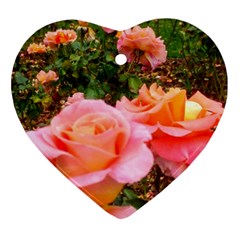 Pink Rose Field Heart Ornament (Two Sides)