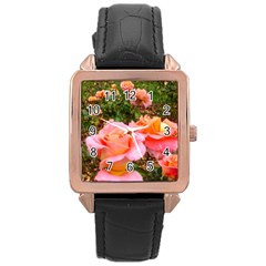 Pink Rose Field Rose Gold Leather Watch 