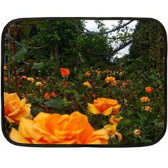 Orange Rose Field Double Sided Fleece Blanket (mini)  by okhismakingart