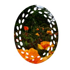 Orange Rose Field Oval Filigree Ornament (two Sides) by okhismakingart