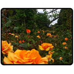 Orange Rose Field Double Sided Fleece Blanket (medium)  by okhismakingart