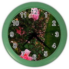 Pink Rose Field (sideways) Color Wall Clock by okhismakingart