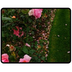 Pink Rose Field (sideways) Fleece Blanket (medium)  by okhismakingart