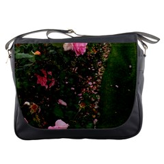 Pink Rose Field (sideways) Messenger Bag by okhismakingart