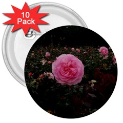 Pink Rose Field Ii 3  Buttons (10 Pack)  by okhismakingart