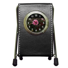 Pink Rose Field Ii Pen Holder Desk Clock by okhismakingart