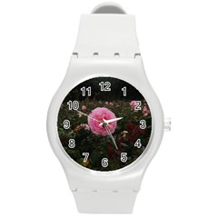 Pink Rose Field Ii Round Plastic Sport Watch (m)