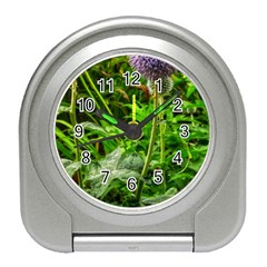 Purple Spherical Flower Travel Alarm Clock by okhismakingart