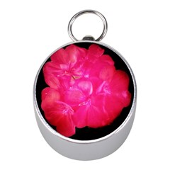 Single Geranium Blossom Mini Silver Compasses